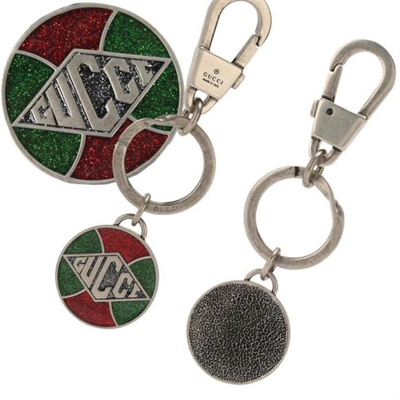 Gucci Green and Red Sparkle Keychain in Silver - Picture 1 of 4